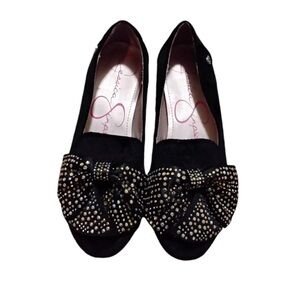 Jessica Simpson Black Sparkle Bow Loafers